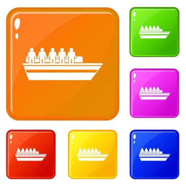 Gemi simgeleri insanlar vektör renk ayarlamak