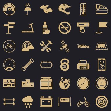 Araba sahibi Icons set, basit tarzı