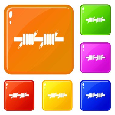 Dikenli tel simgeler vektör renk seti