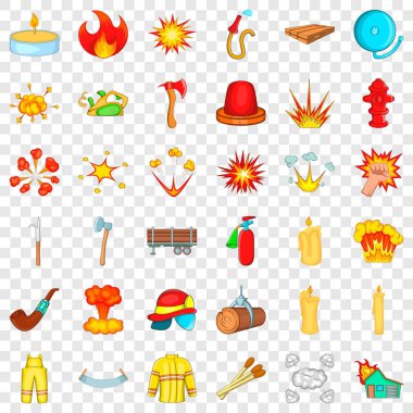Yangın Icons set, karikatür tarzı