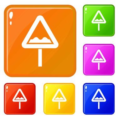 Düzensiz üçgen yol işareti simgeleri vektör rengi ayarlamak