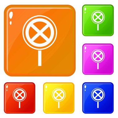 Hiçbir durdurma ve Park işareti simgeleri vektör rengi ayarlamak