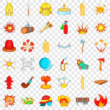 Yangın söndürücüyü Icons set, karikatür tarzı