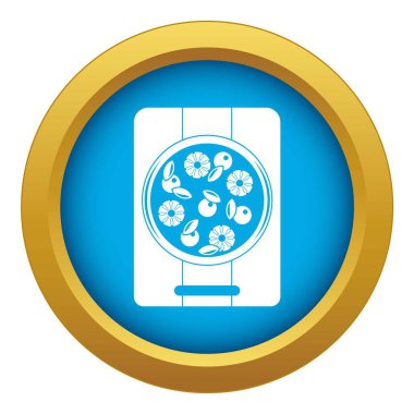 Ananas ve fesleğen mavi pano simge vektör