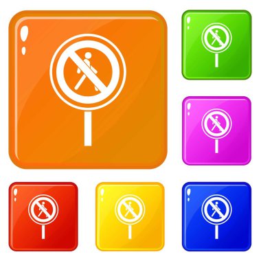 Hiçbir yaya işareti simgeleri vektör rengi ayarlamak