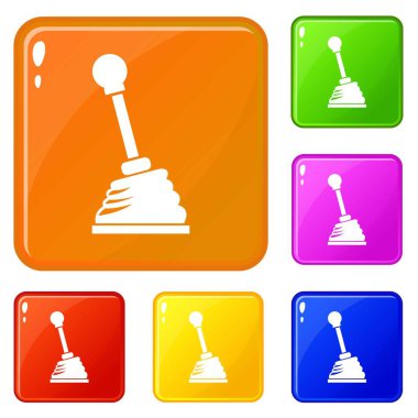 Dişli sopa simgeler vektör renk seti