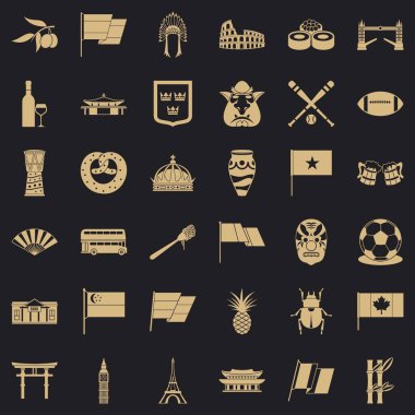 Ülke Icons set, basit tarzı arasında