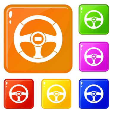 Araba direksiyon simgeleri vektör renk ayarlamak