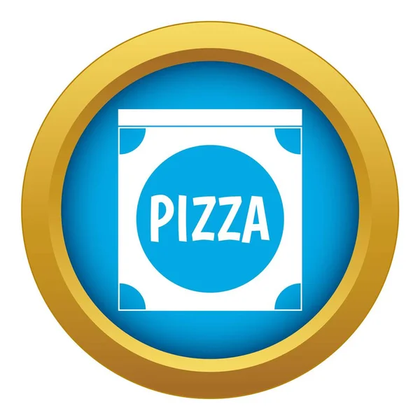 Pizza caja cubierta icono azul vector aislado — Vector de stock