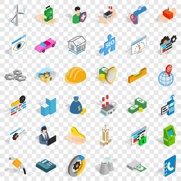 Conjunto de iconos de empresa, estilo isométrico — Vector de stock