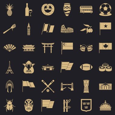 Ülke çapında Icons set, basit tarzı