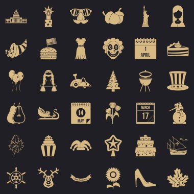 Folklor Festivali Icons set, basit tarzı