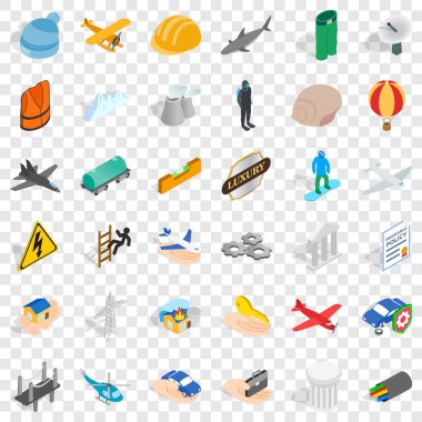 Icons set, izometrik stil iptal et