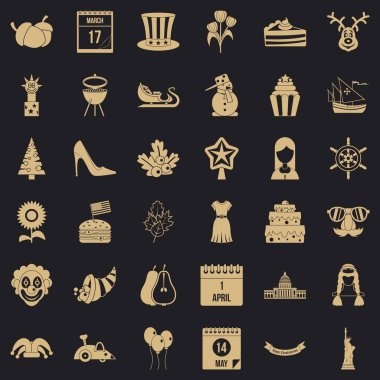 Folklor tatil Icons set, basit tarzı