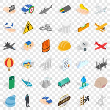 Uydu Icons set, izometrik stili