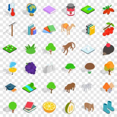 Biyoloji Icons set, izometrik stili