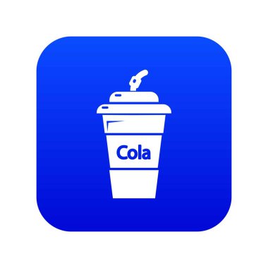 Cola plastik cam simge mavi vektör