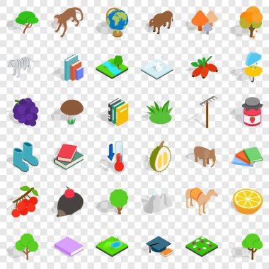 Zooloji Icons set, izometrik stili