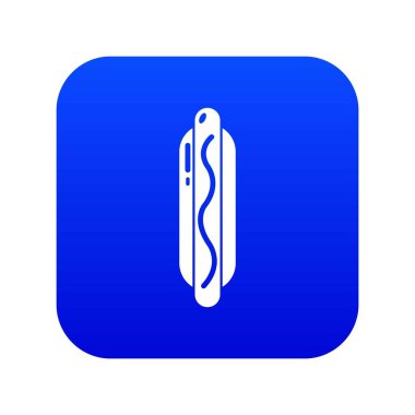 Sosisli sandviç mavi simge vektör