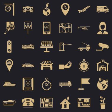 Gezinti karmaşık Icons set, basit tarzı