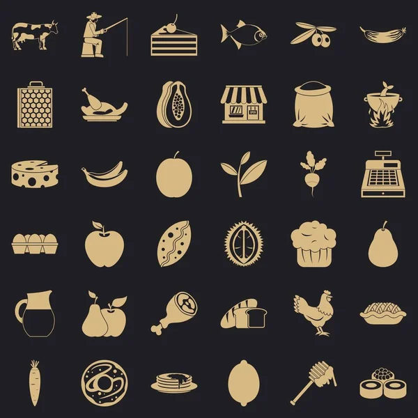 Collect food icons set, simple style — Stock Vector