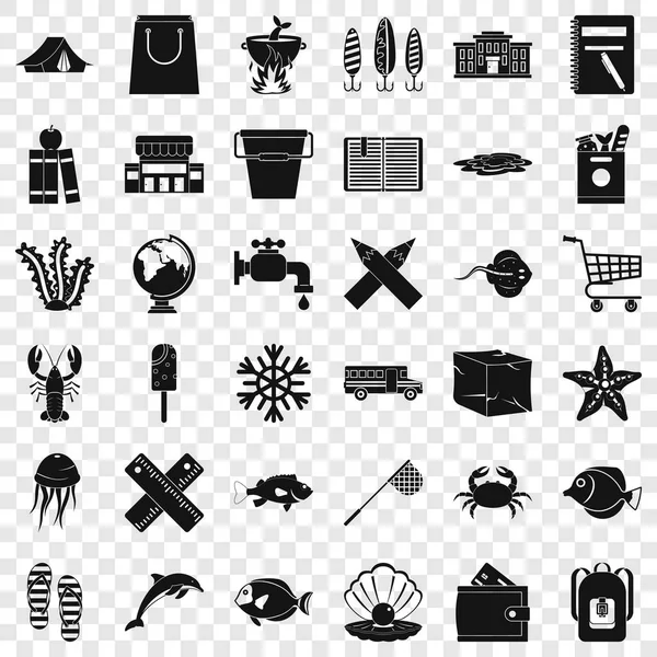 Outdoor icons set, simle style — Stock Vector