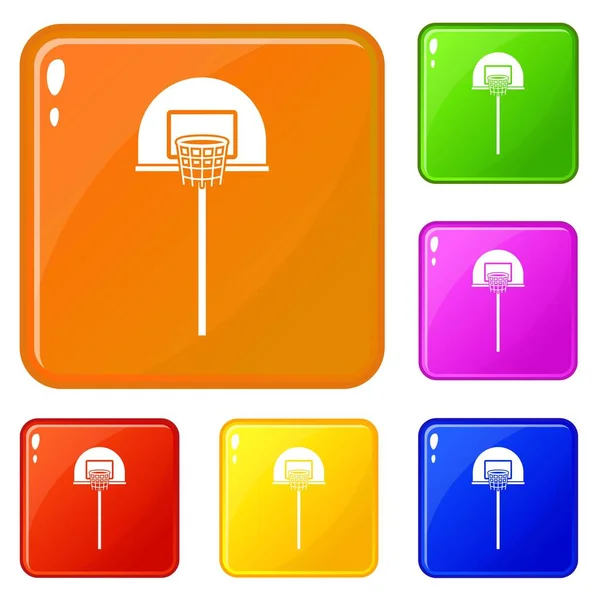 街头篮球圈图标设置矢量颜色 — 图库矢量图片