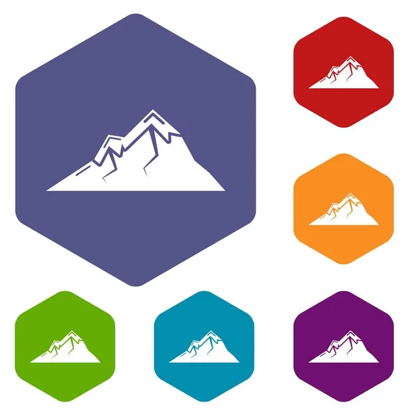 Icono de las montañas, estilo negro simple — Vector de stock