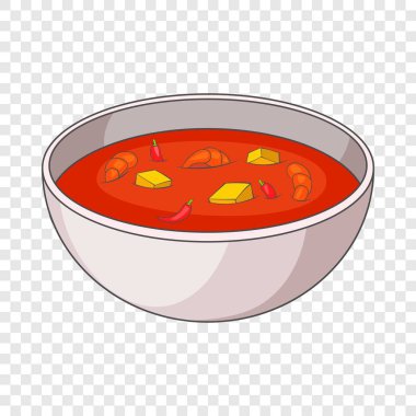 Tom yum Tay çorbası simgesi, karikatür tarzı