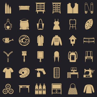 İğne işi Icons set, basit tarzı