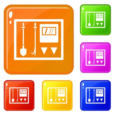 Yangın kalkanı simgeleri vektör rengini ayarlamak