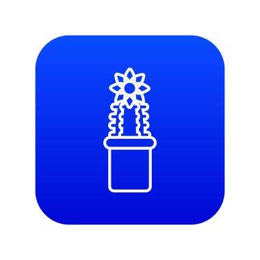 Çiçek kaktüs simge mavi vektör