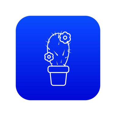 İğne kaktüs simgesi mavi vektör