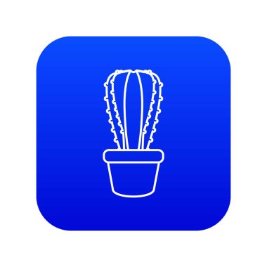 Dikdörtgen kaktüs simgesi mavi vektör