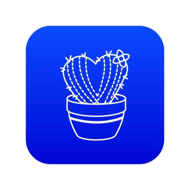 İğne kalp kaktüs simgesi mavi vektör
