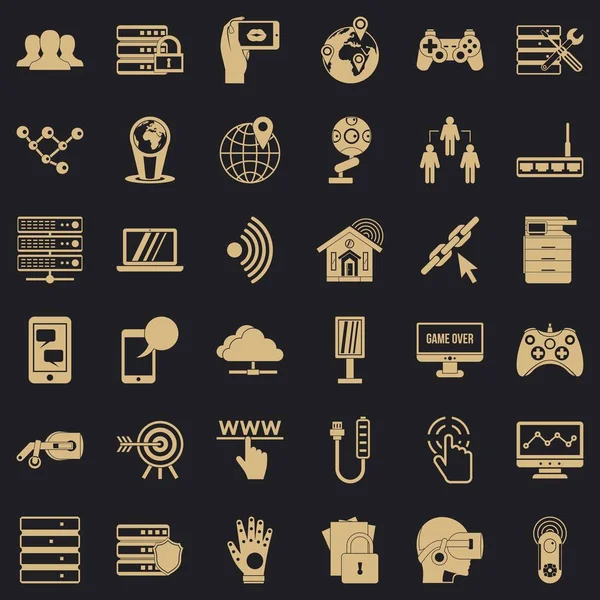 Televizyon ağ Icons set, basit tarzı