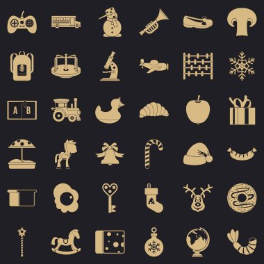 Bebek okul Icons set, basit tarzı