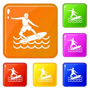 Sörfçü simgeler vektör rengi ayarlamak