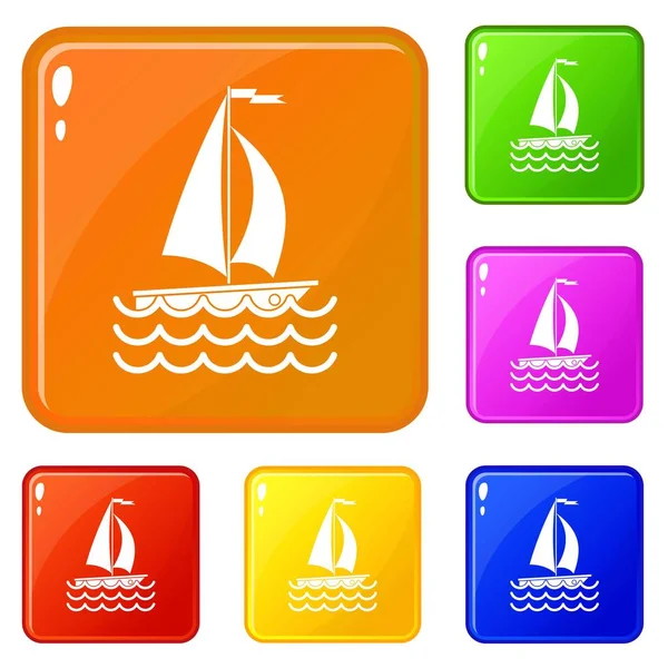 Yachtsymbole setzen Vektorfarbe — Stockvektor