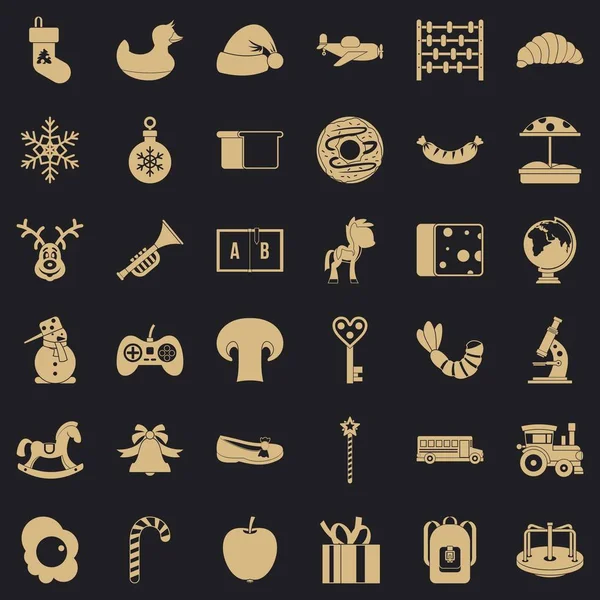 Conjunto de iconos de jardín de infancia, estilo simple — Vector de stock
