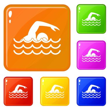 Yüzücü simgeleri vektör rengini ayarlamak