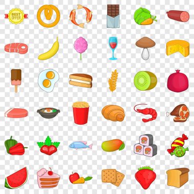 Kızarmış yumurta Icons set, karikatür tarzı