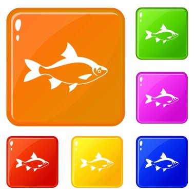 Nehir balığı simgeleri vektör rengi ayarlamak