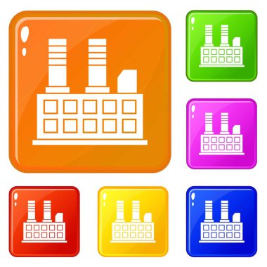 Fabrika bina simgeler vektör rengi ayarlamak