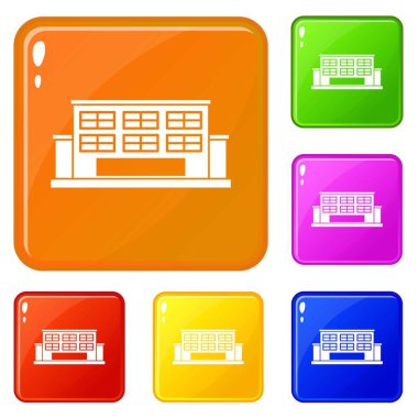 Endüstriyel bina simgeleri vektör rengini ayarlar