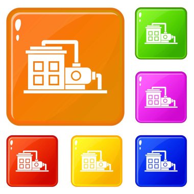 Fabrika bina simgeler vektör rengi ayarlamak