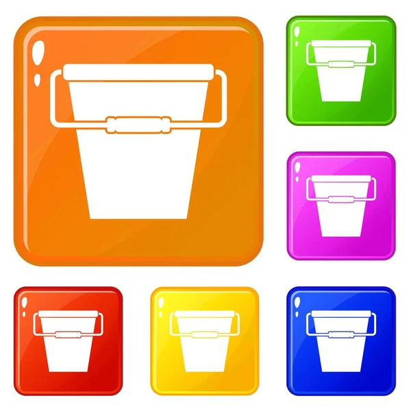 Vaciar iconos cubo conjunto vector de color — Vector de stock