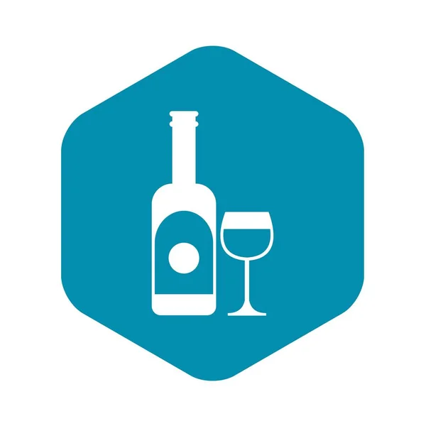 Wino i szkło ikona, prosty styl — Wektor stockowy