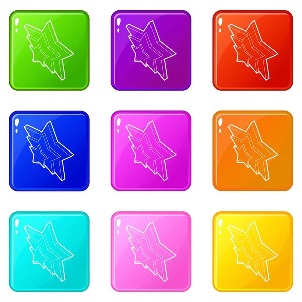 Three stars icons set 9 color collection — Stock Vector