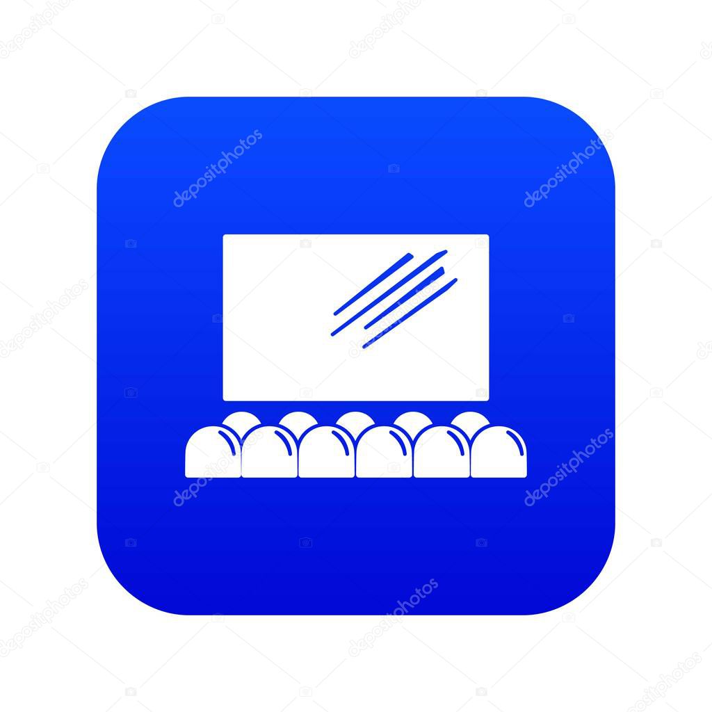 Movie theater screen icon blue vector